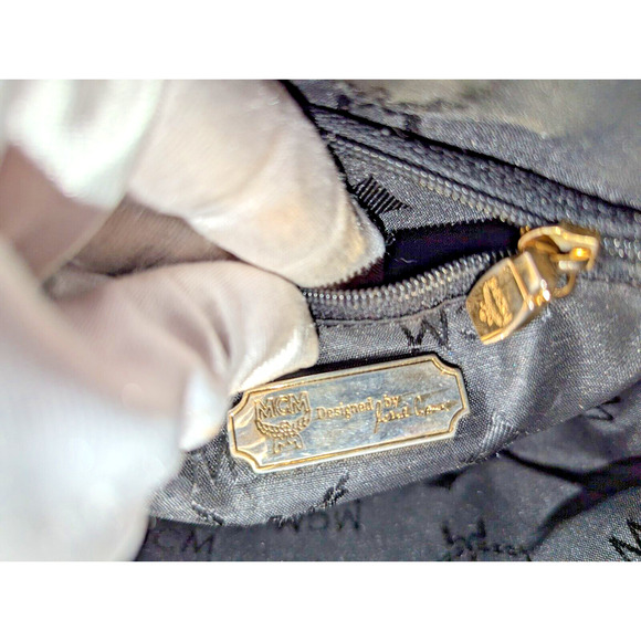 MCM Bag Black Tambourine Shoulder Crossbody Bag Authentic Vintage Purse Round - Picture 10 of 16